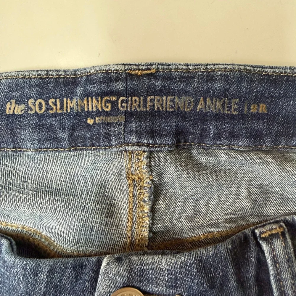 Chicos Jeans 2 Womens‎ 12 Blue Dark Wash So Slimming Girlfriend Ankle Denim